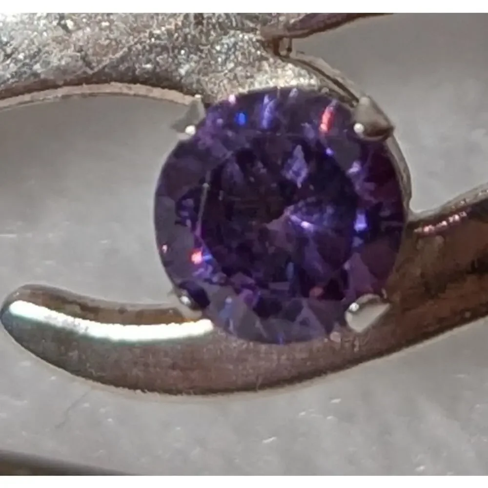 Sterling silver black onyx + amethyst Pin Handmade Large see photos measurements